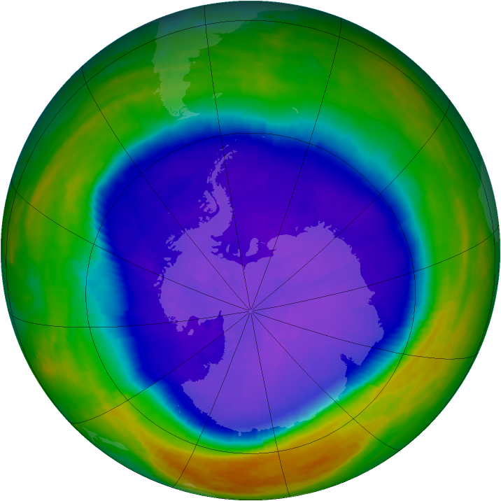Antarctic ozone map for 24 September 2003